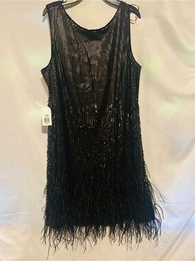 jessica simpson black lace dress with feathers Jessica Simpson Black Lace Dress Goth Emo Rose/Feather Trim Style Sz 12